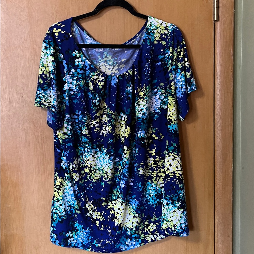 Worthington Blue and Green Floral Top